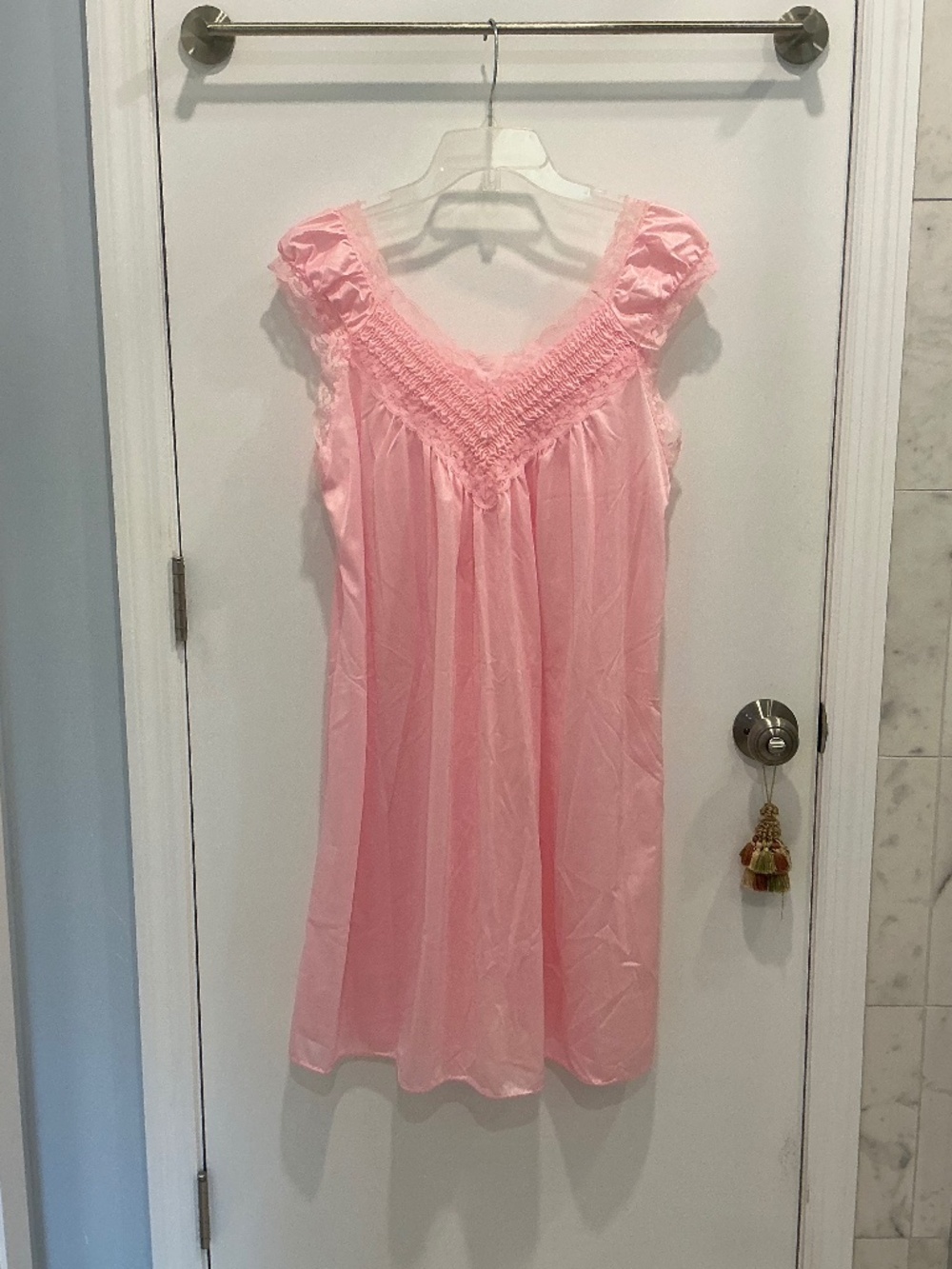 NWOT Vintage Jill Andrea of NY pink Nylon night gown Made in the USA Large